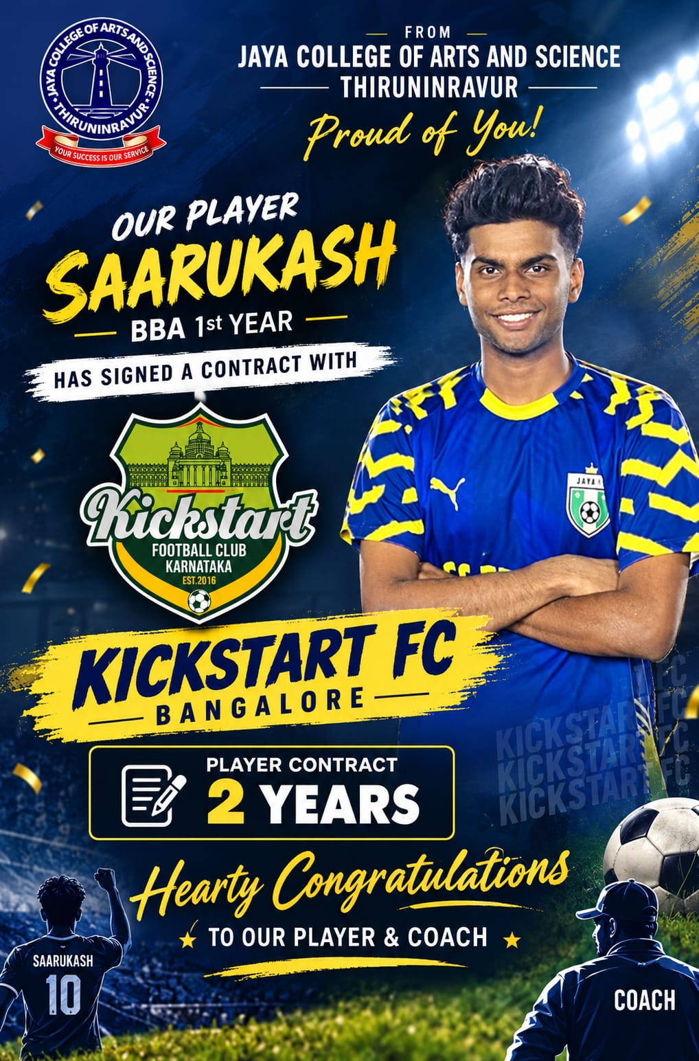 Saarukash Kickstart FC Bangalore Contract