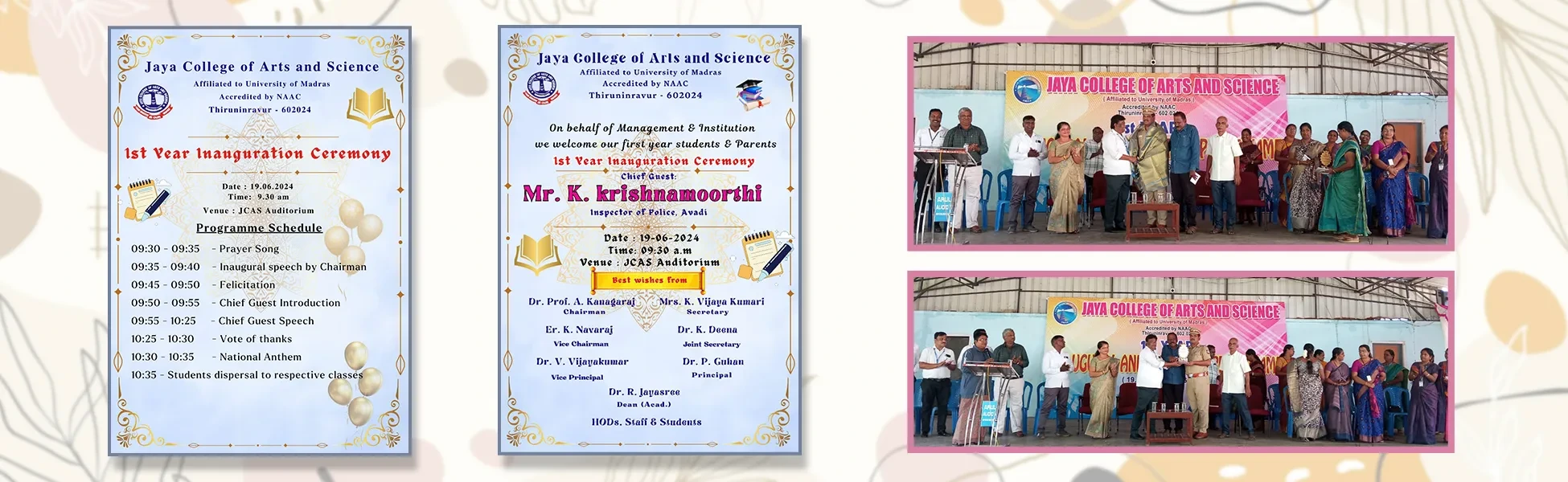 Jaya College of Arts and Science campus banner