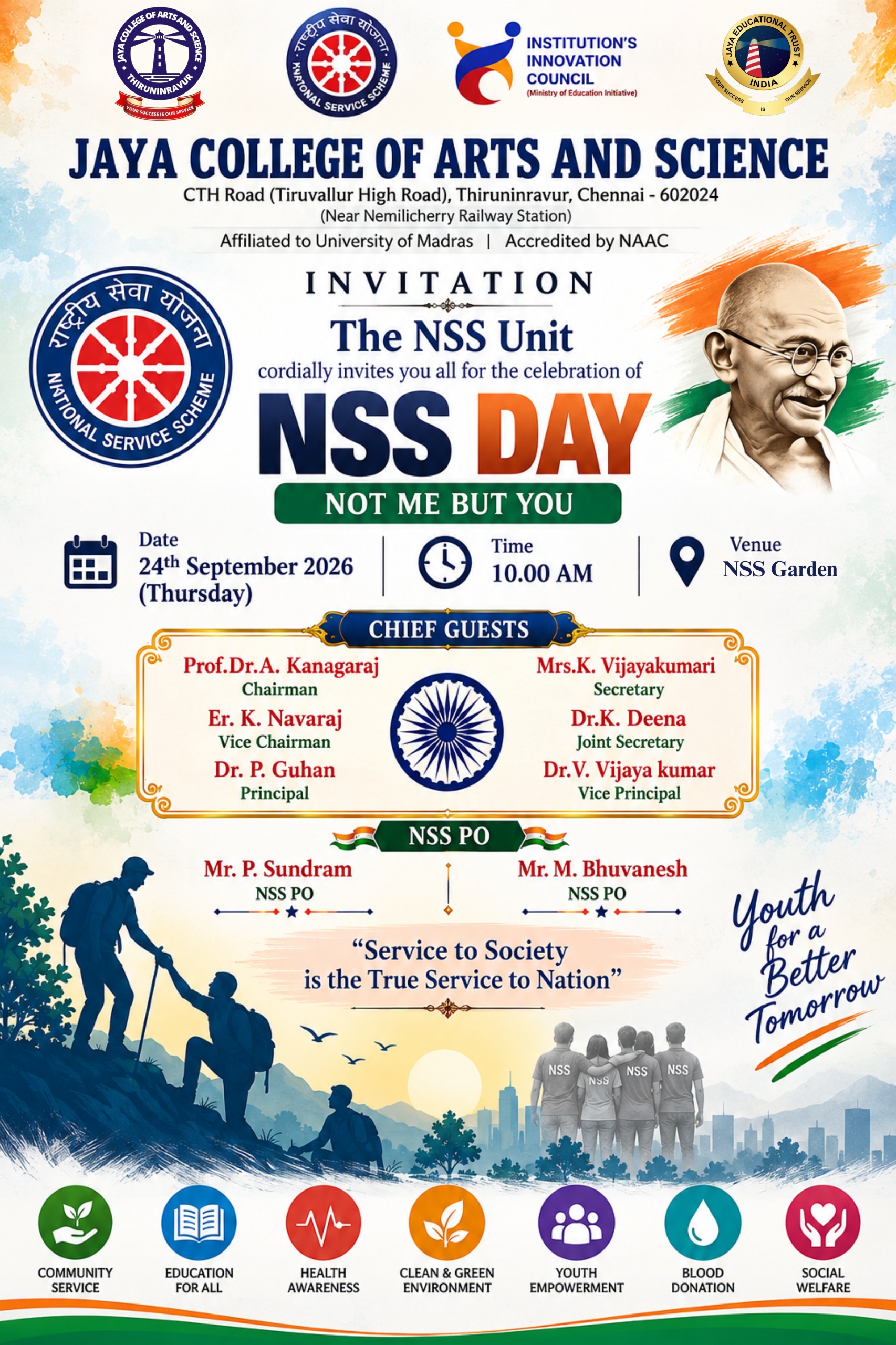 NSS Day Flag Hoisting Ceremony Invitation Flyer